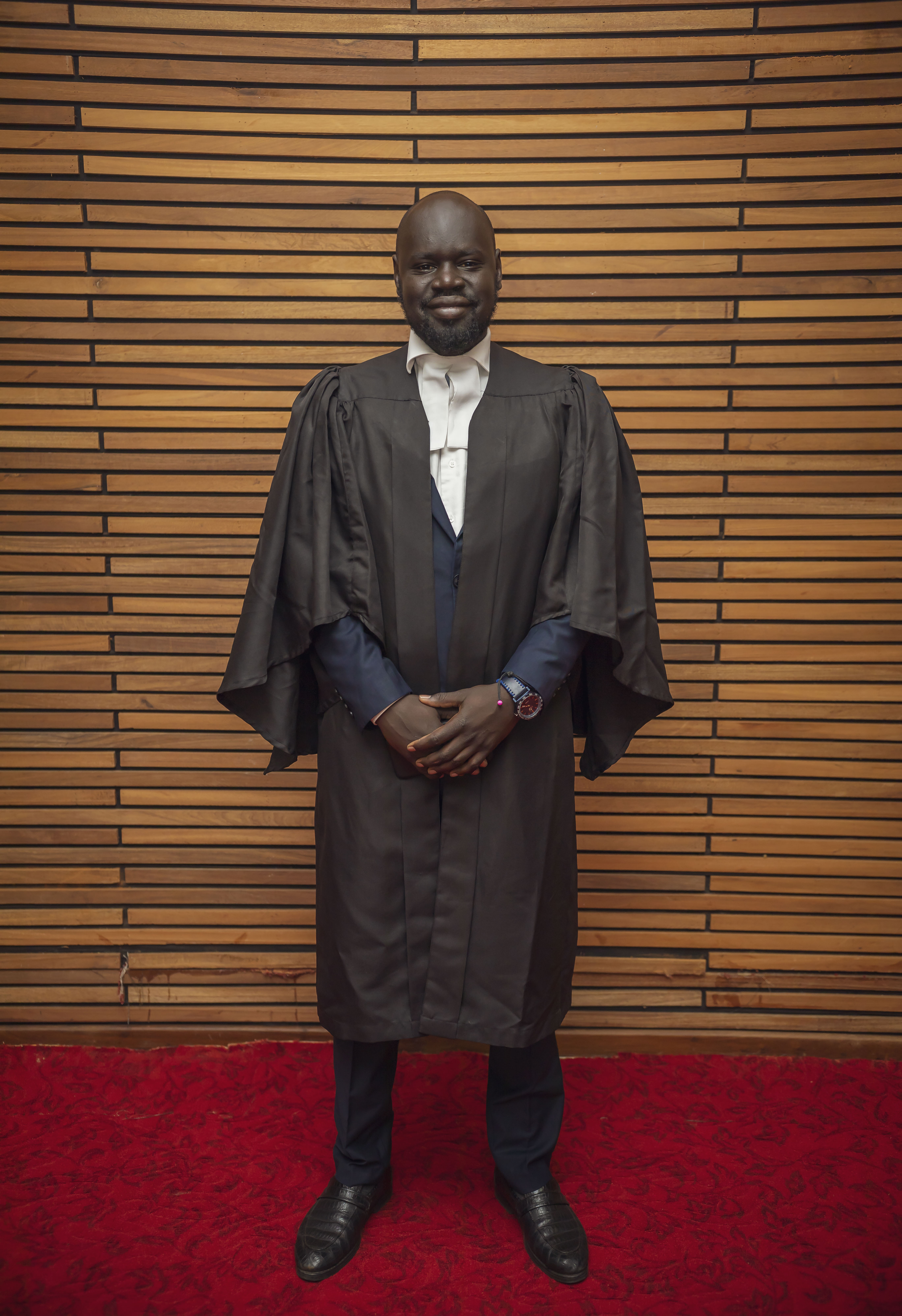 At court during legal proceedings.