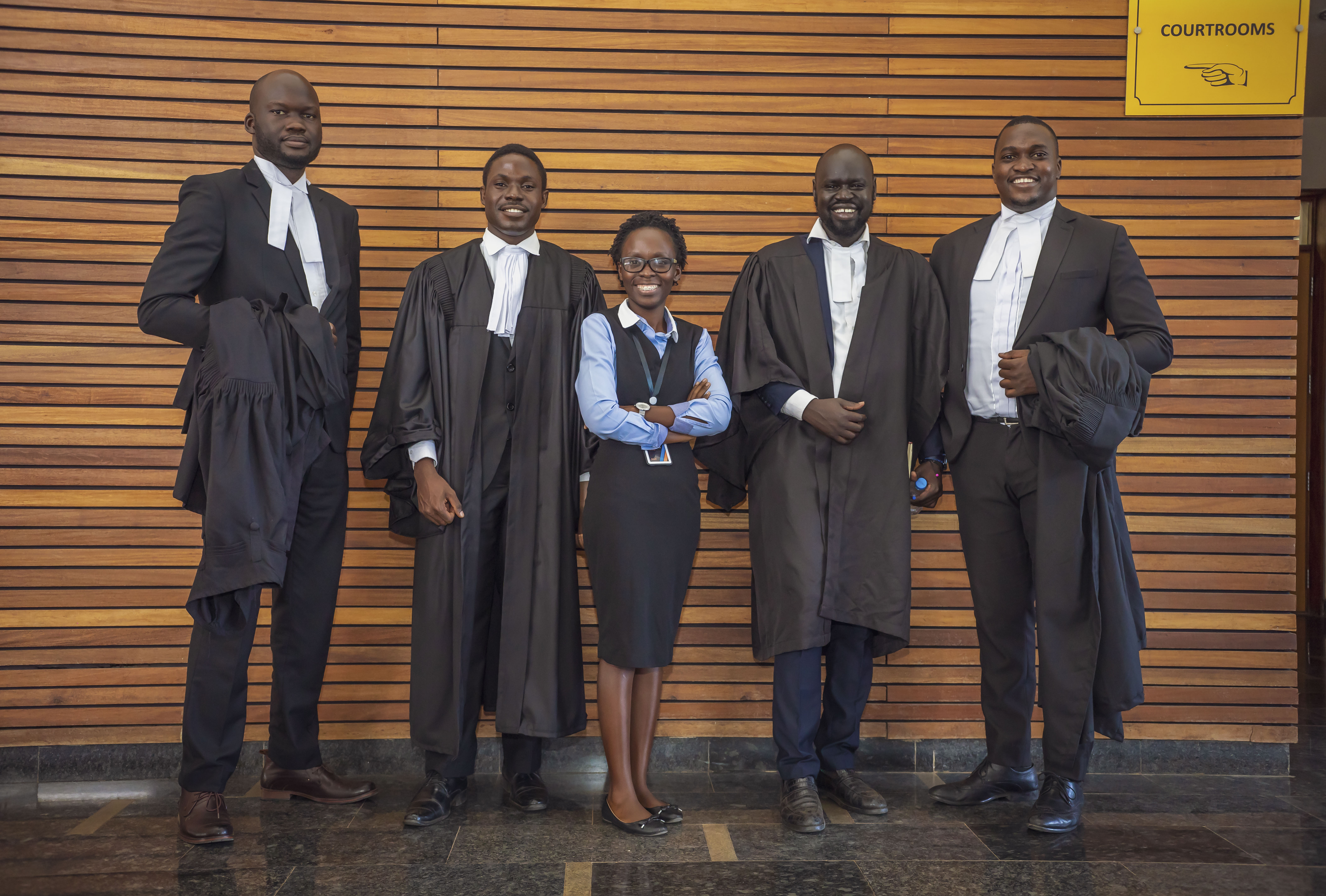 At court during legal proceedings.