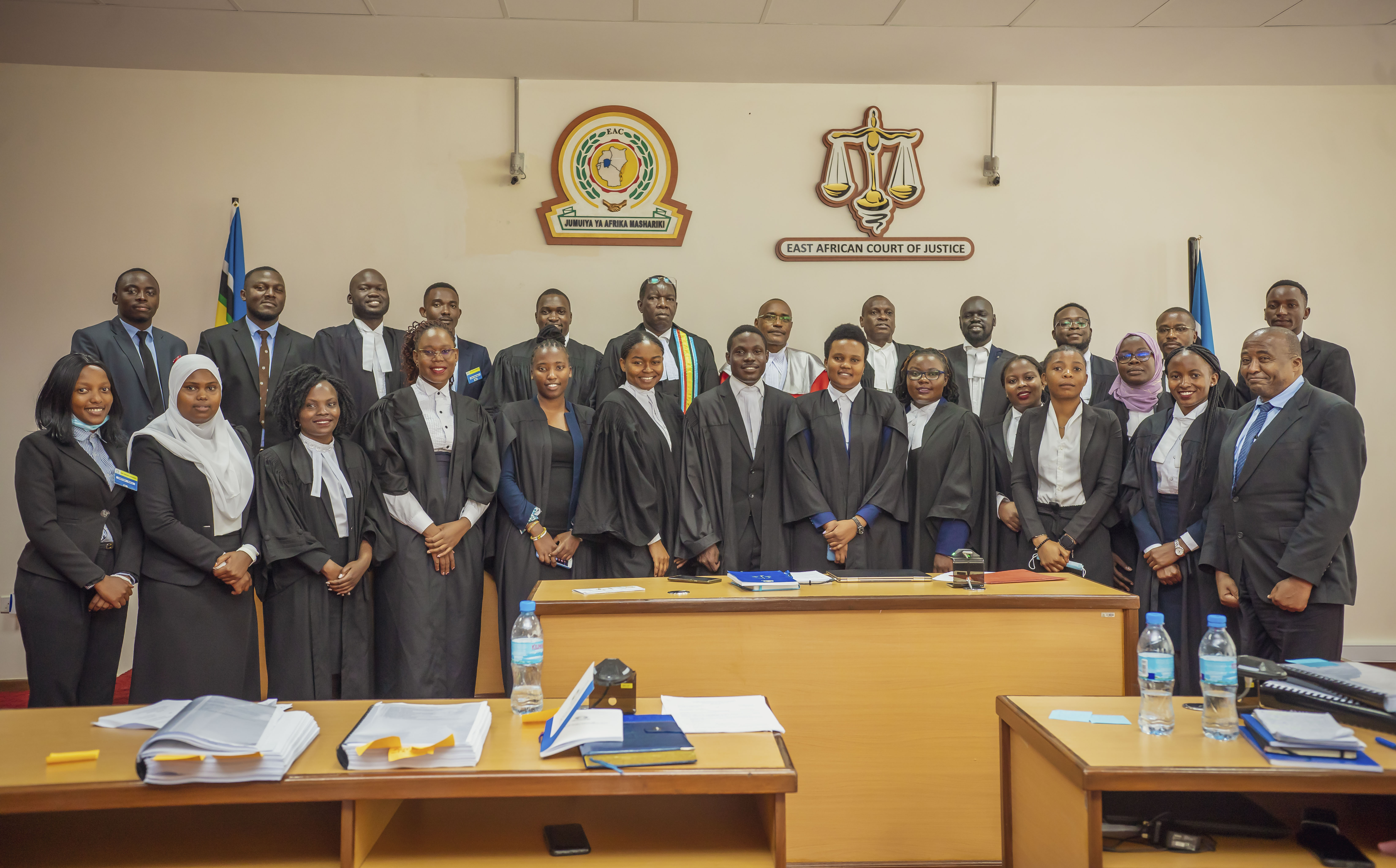 At court during legal proceedings.